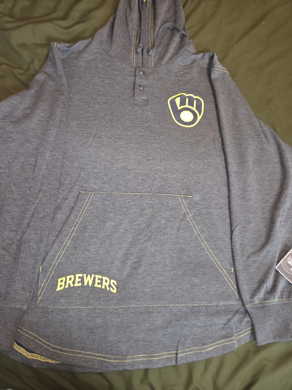 Milwaukee Brewers Hoodie Mens Medium Blue MLB Baseball Pullover Kangaroo Pocket